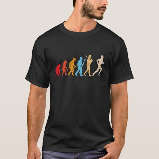 Funny Retro Evolution Of Man Running Runners Jogge T-shirt (Voorkant)
