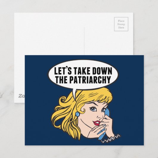 Funny Retro Feministische Pop Art Anti-Patriarchie Briefkaart (Voorkant / Achterkant)