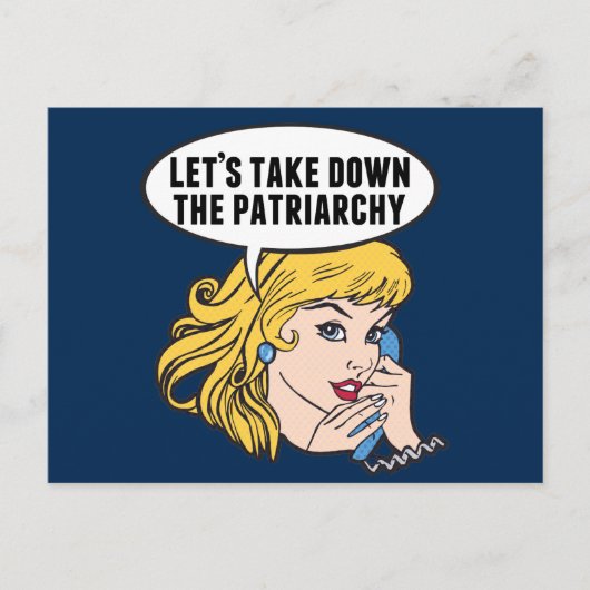 Funny Retro Feministische Pop Art Anti-Patriarchie Briefkaart (Voorkant)