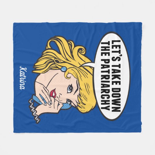 Funny Retro Feministische Pop Art Anti Patriarchy  Fleece Deken (Voorkant (Horizontaal))