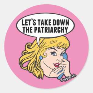 Funny Retro Feministische Pop Art Anti Patriarchy Ronde Sticker