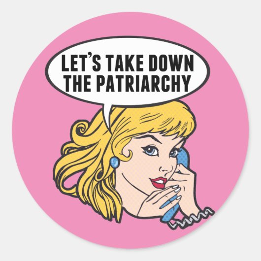 Funny Retro Feministische Pop Art Anti Patriarchy  Ronde Sticker (Voorkant)