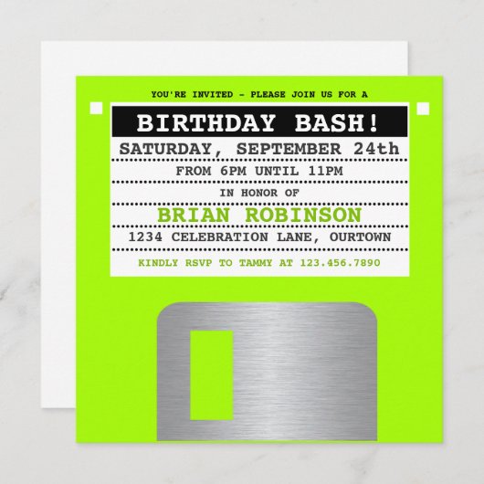 Funny Retro Floppy Diskettestation Kaart (Voorkant / Achterkant)