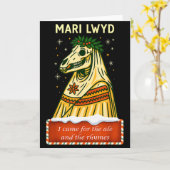 Funny Retro Folklore Skeleton Horse Mari Lwyd Yule Kaart (Gele Bloem)