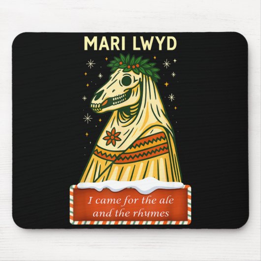 Funny Retro Folklore Skeleton Horse Mari Lwyd Yule Muismat (Voorkant)