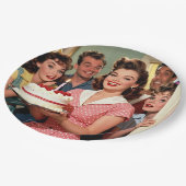 Funny Retro Friends Celebrating a Birthday Papieren Bordje (Gekanteld)