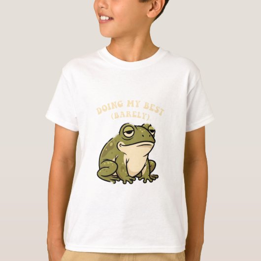 Funny Retro Frog Barely Trying Kids T-Shirt (Voorkant)