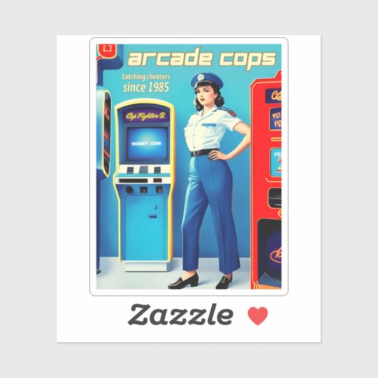 Funny Retro Gaming 80s Arcade 8-bit Gamer Humor Sticker (Vel)