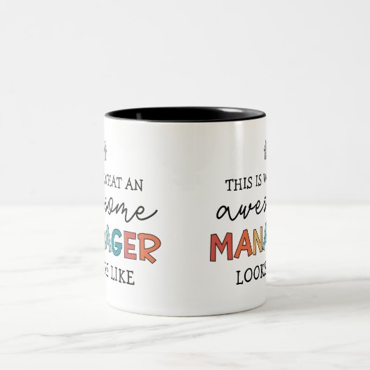 Funny Retro Geweldige Manager Tweekleurige Koffiemok (Center)