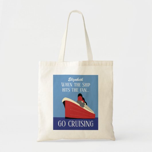 Funny Retro Go Cruising, gepersonaliseerd Tote Bag (Voorkant)