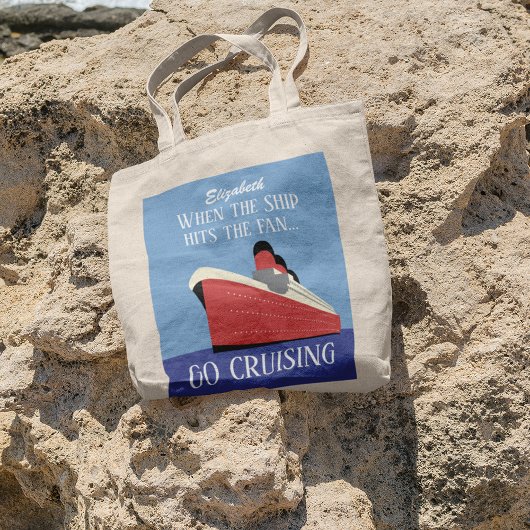 Funny Retro Go Cruising, gepersonaliseerd Tote Bag