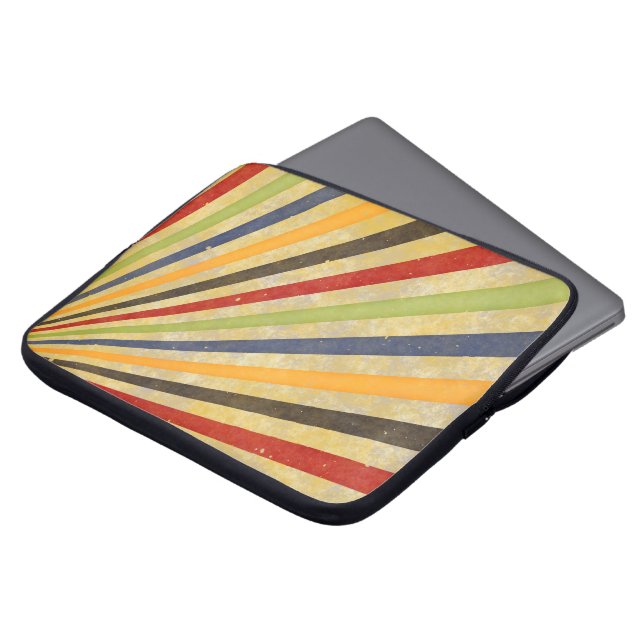 Funny Retro Grunge Rays + jouw idee Laptop Sleeve (Voorkant top)