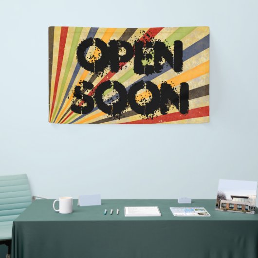 Funny Retro Grunge Rays + uw ideeën Spandoek (Beurs)