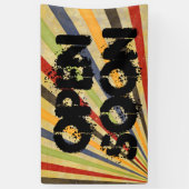 Funny Retro Grunge Rays + uw ideeën Spandoek (Verticaal)