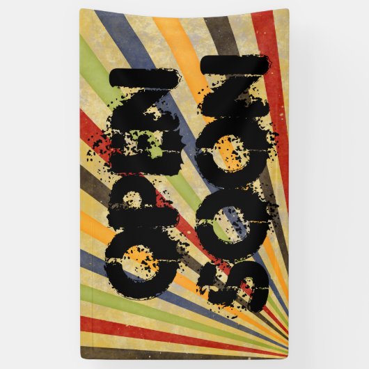 Funny Retro Grunge Rays + uw ideeën Spandoek (Verticaal)