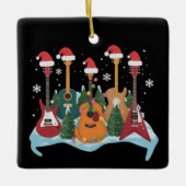 Funny Retro Guitar Christmas Tree Holiday Xmas Keramisch Ornament (Voorkant)