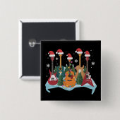 Funny Retro Guitar Christmas Tree Holiday Xmas Vierkante Button 5,1 Cm (Voorkant /achterkant)