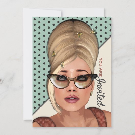 Funny Retro Hair en Beauty Salon uitnodiging voor  (Voorkant)