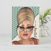 Funny Retro Hair en Beauty Salon uitnodiging voor  (Staand voorkant)