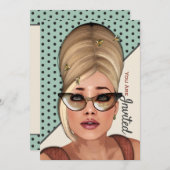 Funny Retro Hair en Beauty Salon uitnodiging voor  (Voorkant / Achterkant)