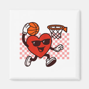 Funny Retro Hart Grafische Basketbal Speler Kinder Magneet