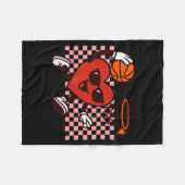 Funny Retro Heart Graphic Basketball Player Kids V Fleece Deken (Voorkant (Horizontaal))