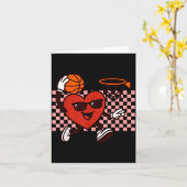Funny Retro Heart Graphic Basketball Player Kids V Kaart (Gele Bloem)