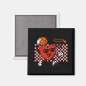 Funny Retro Heart Graphic Basketball Player Kids V Magneet (Voorkant / Achterkant)