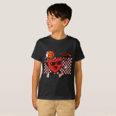 Funny Retro Heart Graphic Basketball Player Kids V T-shirt (Voorkant volledig)