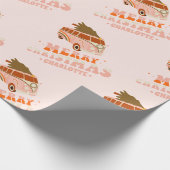 Funny Retro Hippie Van Kerstmis Cadeaupapier (Hoek)