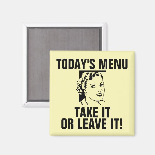 Funny Retro Houseechtgenote Magnets, VANDAAG MENU Magneet (Voorkant / Achterkant)