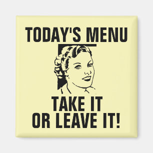 Funny Retro Houseechtgenote Magnets, VANDAAG MENU Magneet