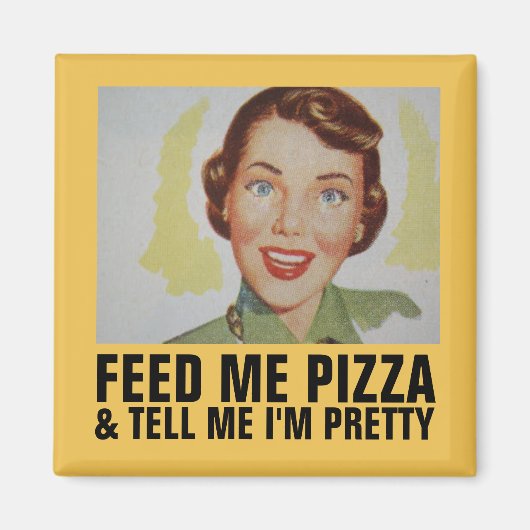 Funny Retro Housewel Magnets, Pizza Magneet (Voorkant)