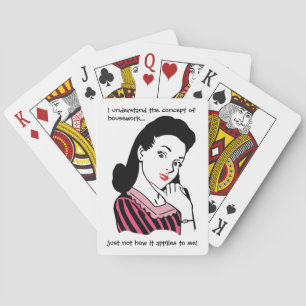 Funny Retro Housework Concept Pokerkaarten