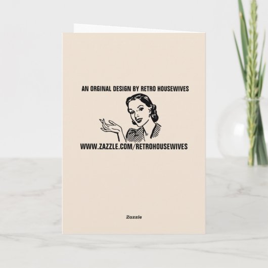 FUNNY RETRO HUUSEWIFE WENSKAARTEN KAART (Achterkant)