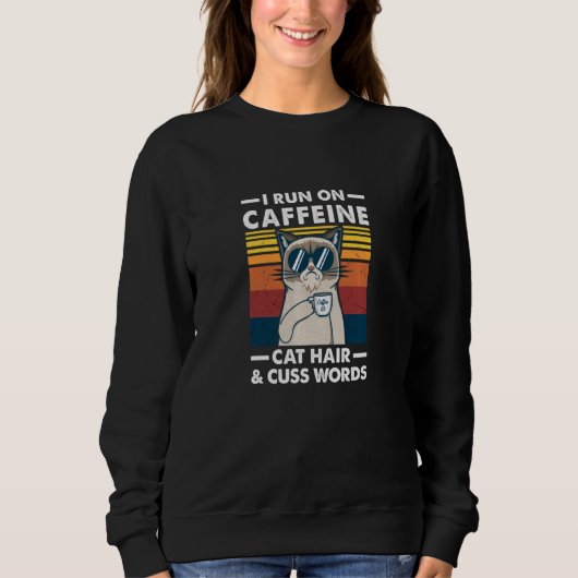 Funny Retro, ik loop op de kat van Caffeine... Trui (Voorkant)
