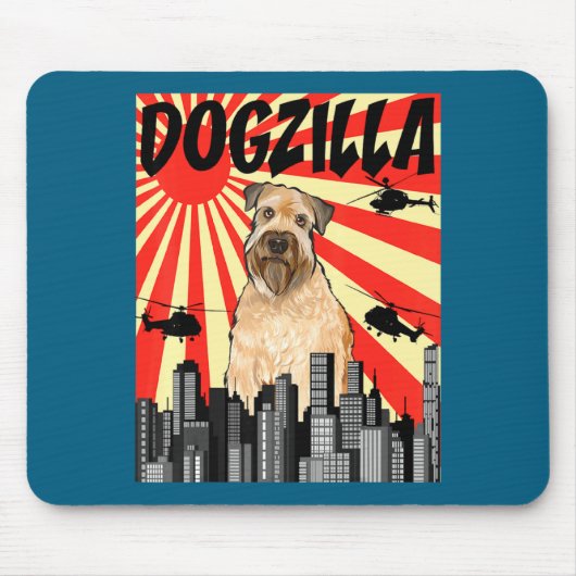 Funny Retro Japanese Dogzilla Soft Coated Wheaten  Muismat (Voorkant)