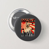 Funny Retro Japanese Dogzilla Soft Coated Wheaten  Ronde Button 5,7 Cm (Voorkant /achterkant)