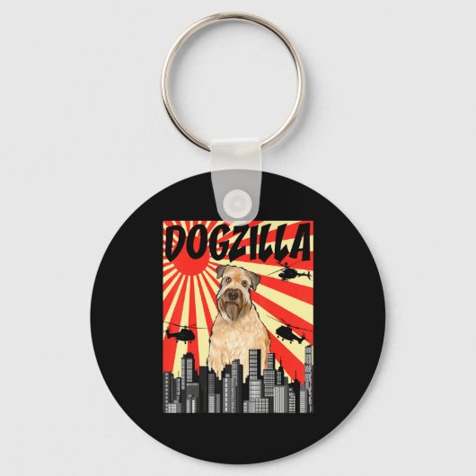 Funny Retro Japanese Dogzilla Soft Coated Wheaten  Sleutelhanger (Voorkant)