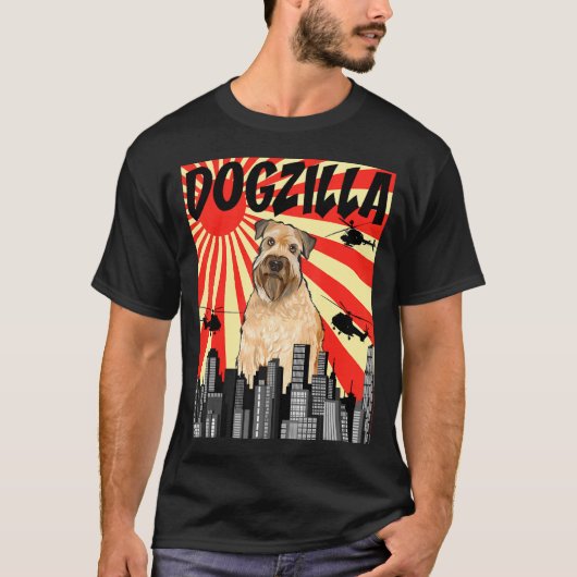Funny Retro Japanese Dogzilla Soft Coated Wheaten  T-shirt (Voorkant)