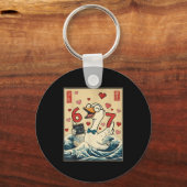Funny Retro Japanese Goose Teacher 6 7 Meme Valent Sleutelhanger (Voorkant)