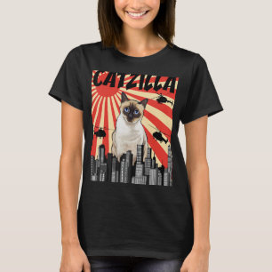 Funny Retro Japans Catzilla Siamese Cat T-shirt