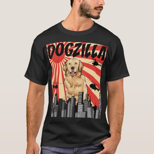 Funny Retro Japans Dogzilla Golden Retriever Gif T-shirt (Voorkant)