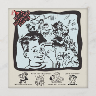 Funny Retro kinderen Birthday Party Kaart
