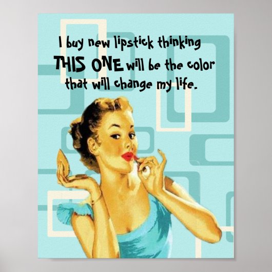 Funny Retro Lipstick Lover Poster (Voorkant)