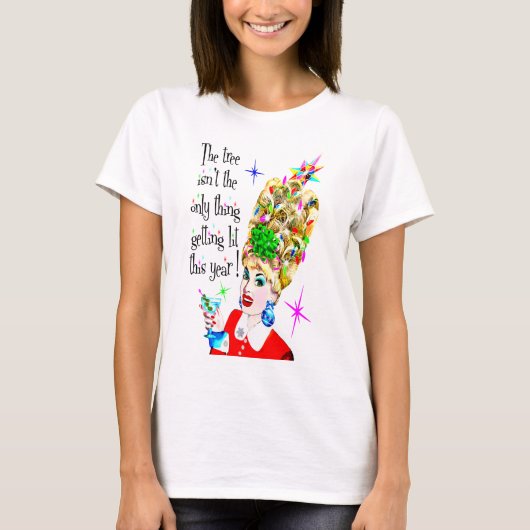 Funny Retro MCM Woman met Kerstmis T-shirt (Voorkant)