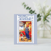 Funny retro  mechanica, garage, hond briefkaart (Staand voorkant)
