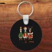 Funny Retro Merry Goosemas Christmas Silly Goose X Sleutelhanger (Voorkant)