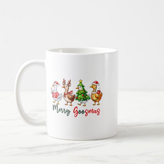 Funny Retro Merry Goosemas Kerst Gekke Goose X Koffiemok (Links)