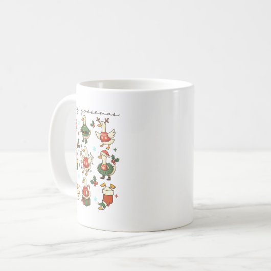 Funny Retro Merry Goosemas Kerst Gekke Goose X Koffiemok (Voorkant links)